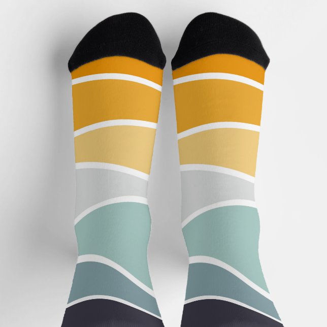 Colourful summery retro style waves socks (Top)