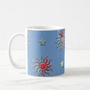 Colourful sun and stars design coffee mug