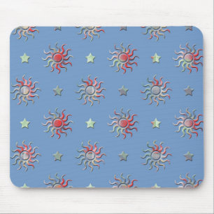 Colourful sun and stars design mouse pad