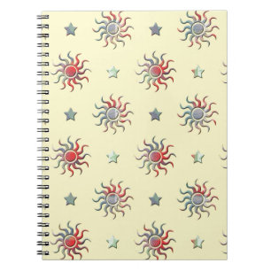 Colourful sun and stars design notebook