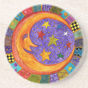 Colourful, Sun, Moon and Stars Coaster