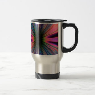 Colourful sunburst rays travel mug