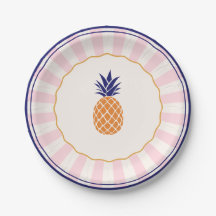 Colourful Sunburst Retro Pineapple Paper Plates
