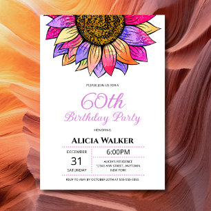 Colourful Sunflower Blossom Floral Birthday  Invitation