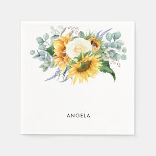 Colourful Sunflower Bouquet Custom Bridal Shower Napkin