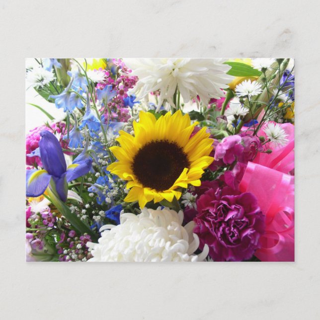Colourful sunflower bouquet postcard (Front)
