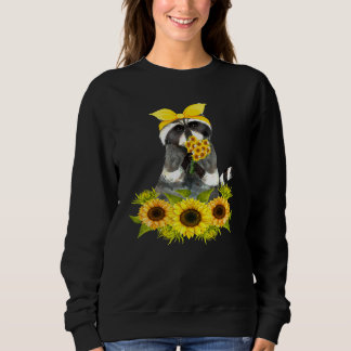 Colourful Sunflower Festas Cute Racoon Watercolor  Sweatshirt