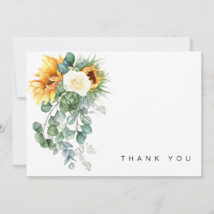 Colourful Sunflower Floral Spray Funeral Thank You Card