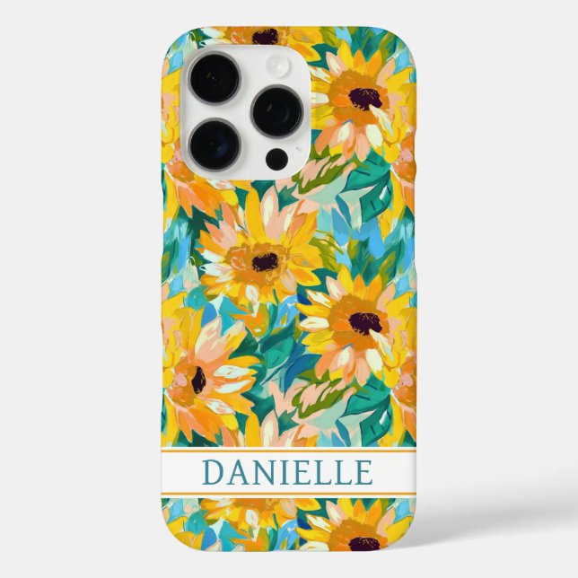 Colourful Sunflower Painting Monogrammed Case-Mate iPhone Case (Back)