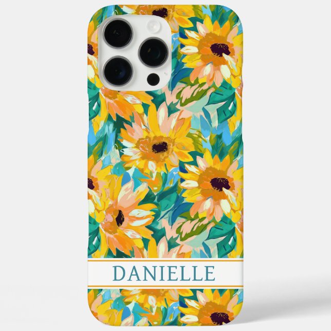 Colourful Sunflower Painting Monogrammed Case-Mate iPhone Case (Back)