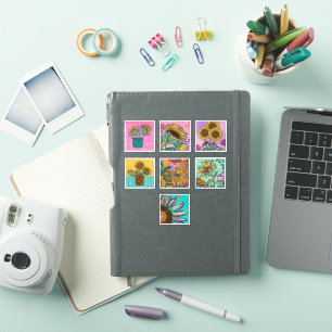 Colourful Sunflower Painting Sticker Sheet