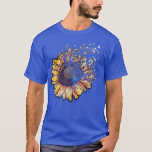 Colourful Sunflower Petals Blowing Sunflower T-Shi T-Shirt