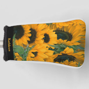 Colourful Sunflower Photo Name Putter Golf Head Cover