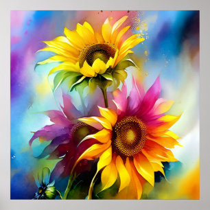 Colourful Sunflower Poster