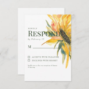 Colourful Sunflower Stem Wedding RSVP