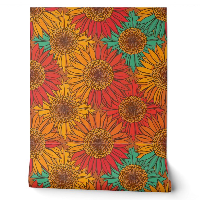 Colourful Sunflower Wall Art Design (Unrolling)