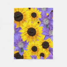 Colourful Sunflower Yellow & Purple Floral Pattern
