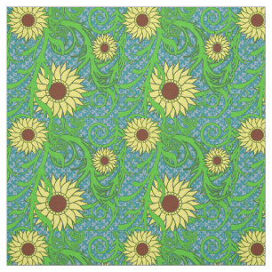 Colourful Sunflowers Floral Illustration Fabric