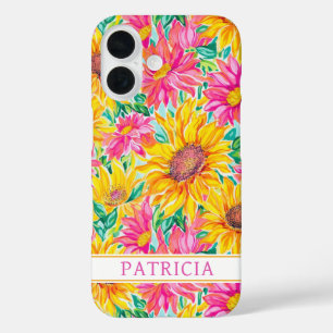 Colourful Sunflowers Painting Monogrammed iPhone 16 Case