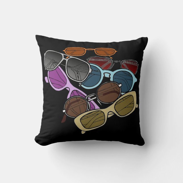 Colourful Sunglases Black and White Pillow (Front)
