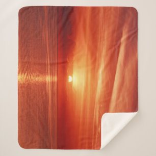 Colourful sunrise at sea, dramatic clouds. sherpa blanket