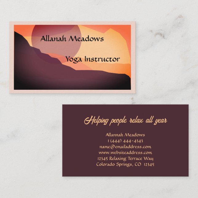 Colourful Sunrise Yoga Instructor Business Card  (Front/Back)