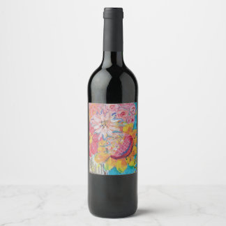 Colourful Suns by Lydia's Art Sangria Wine Label