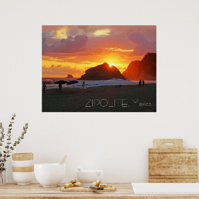 Colourful Sunset at Zipolite, Mexico (customisable Poster (Kitchen)