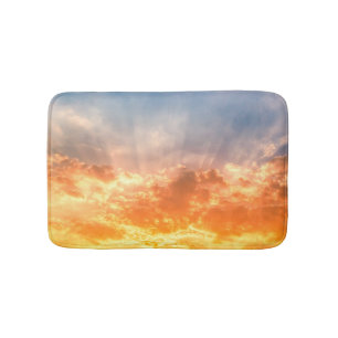 Colourful sunset: fiery sky twilight. bath mat