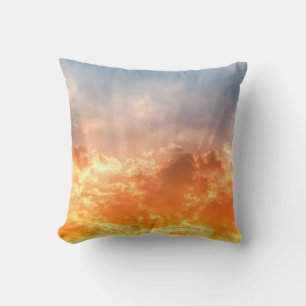 Colourful sunset: fiery sky twilight. cushion