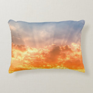 Colourful sunset: fiery sky twilight. decorative cushion
