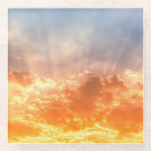 Colourful sunset: fiery sky twilight. glass coaster