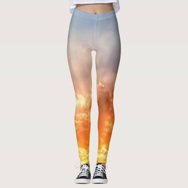 Colourful sunset: fiery sky twilight. leggings (Front)