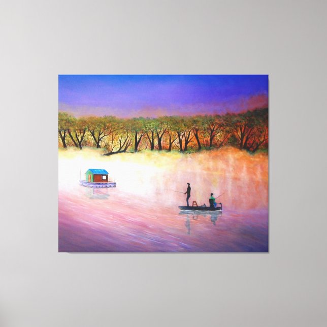 Colourful Sunset Korean Fishing River Canvas Print (Front)
