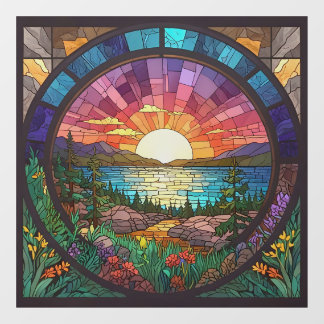 Colourful Sunset Landscape Faux Stained Glass