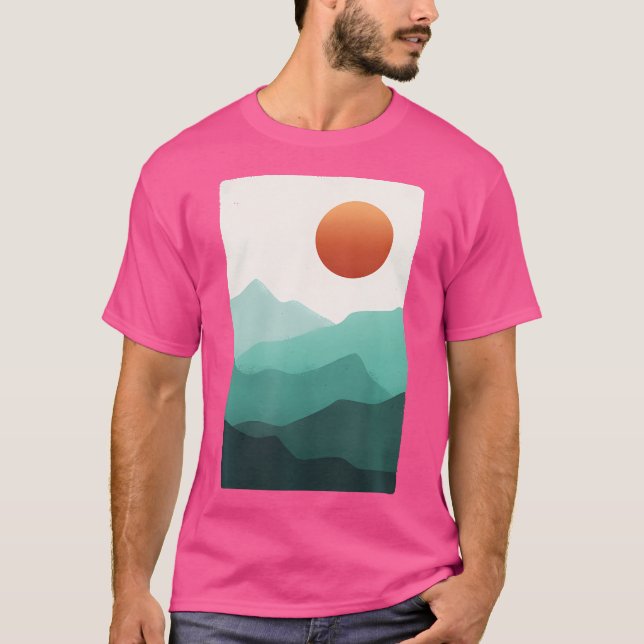 Colourful Sunset Mountain Adventure Design Outdoor T-Shirt (Front)