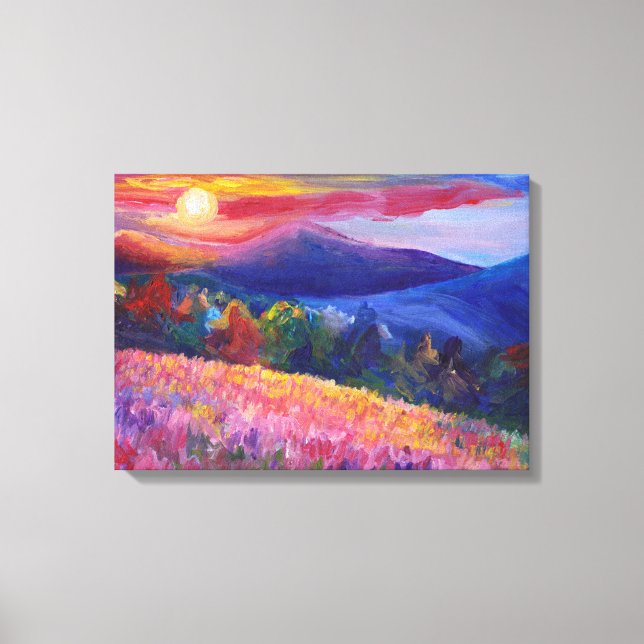 Colourful Sunset Mountain Range Wall Art (Front)