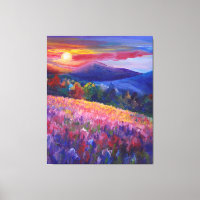 Colourful Sunset Mountain Range Wall Art