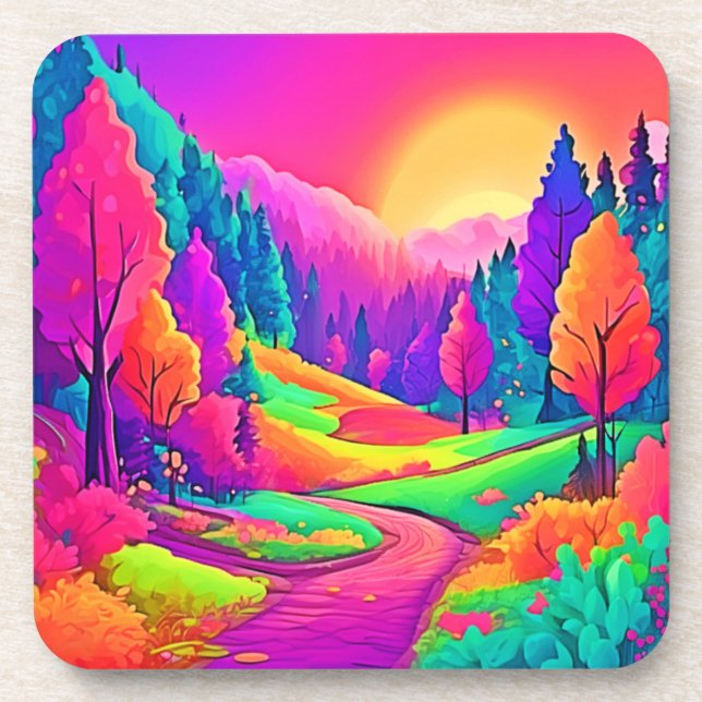 Colourful Sunset View Coaster (Front)