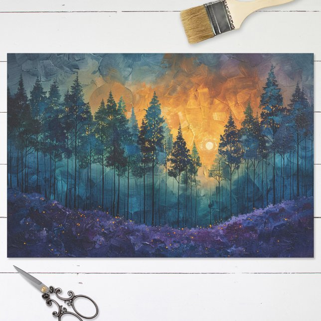 Colourful Sunset Watercolor Forest Decoupage Tissue Paper (Creator Uploaded)