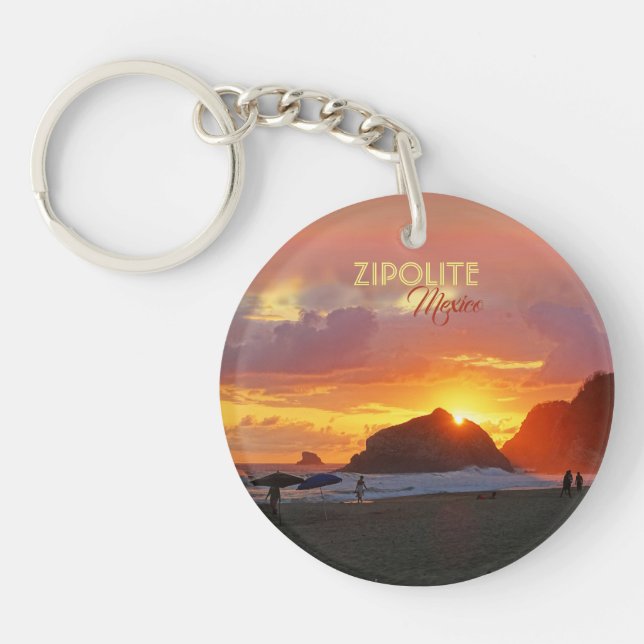 Colourful Sunset Zipolite / Mexico Key Ring (Front)