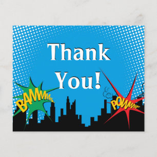 Colourful Superhero Comic Boy's Birthday Thank You Flyer