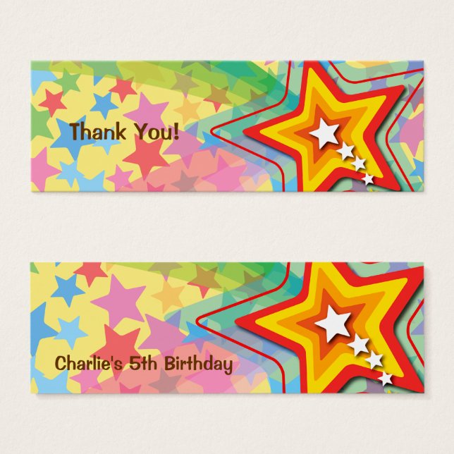 Colourful Superstar Rainbow Thank You DIY Gift Tag (Front & Back)