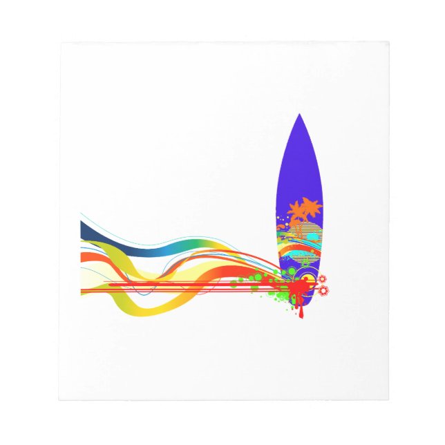 Colourful Surf Board Notepad (Front)