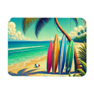 Colourful Surfboards on the Beach Magnet