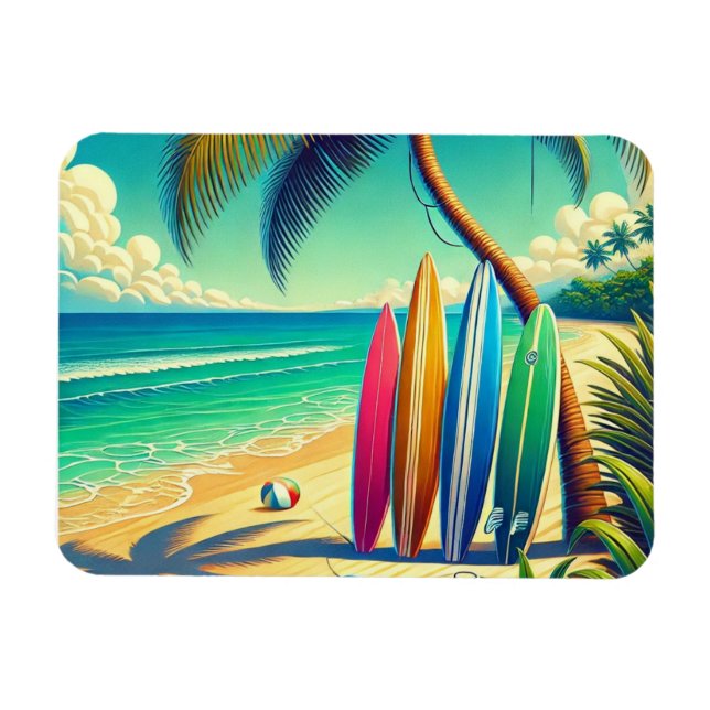 Colourful Surfboards on the Beach Magnet (Horizontal)