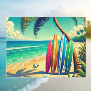 Colourful Surfboards on the Beach Postcard