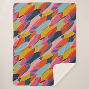 Colourful surfboards sherpa blanket
