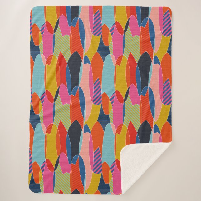 Colourful surfboards sherpa blanket (Front)