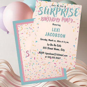 Colourful  Surprise Birthday Party  Invitation